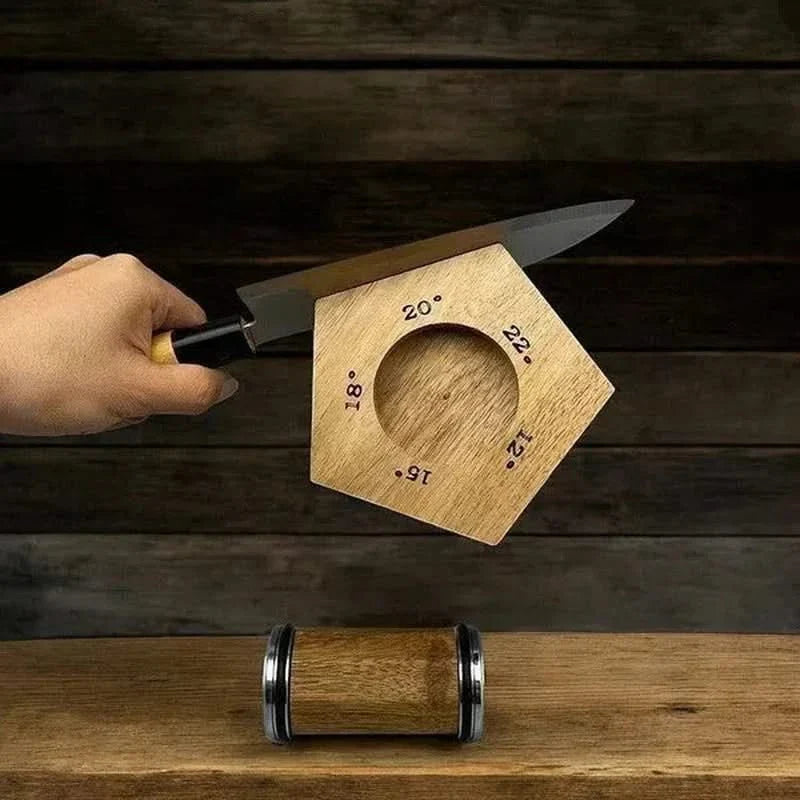 Aiguiseur couteaux multi-angle 12° 15° 18° 22° avec base en bois