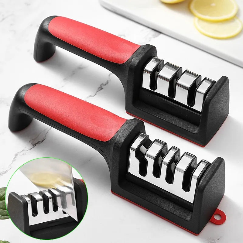 Aiguiseur de couteaux de poche 3 et 4 étapes compact avec système d'affûtage manuel professionnel