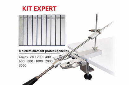 Kit expert aiguiseur professionnel à angle fixe avec 8 pierres diamant 80 200 400 600 800 1000 2000 3000 pour affûtage professionnel haute précision des couteaux