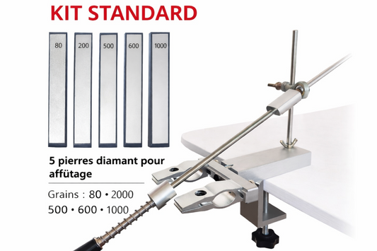 kit standard aiguiseur professionnel à angle fixe avec 5 pierres diamant 80 200 500 600 1000 pour affûtage précis de couteaux